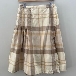 Vintage 70’s/80’s 100% Pure Wool Tan and Cream Women's Celtic Pleated Skirt